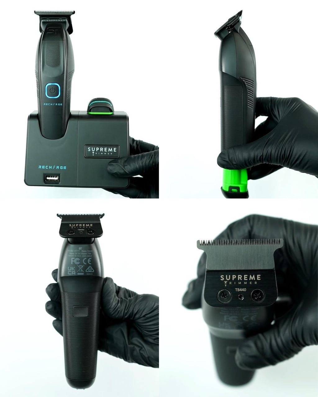 Supreme Trimmer Recharge ST777 – Professional Barber Trimmer with 2 Removable Batteries | 8000 RPM Motor, Smart Charging Dock, USB-C Fast Charge