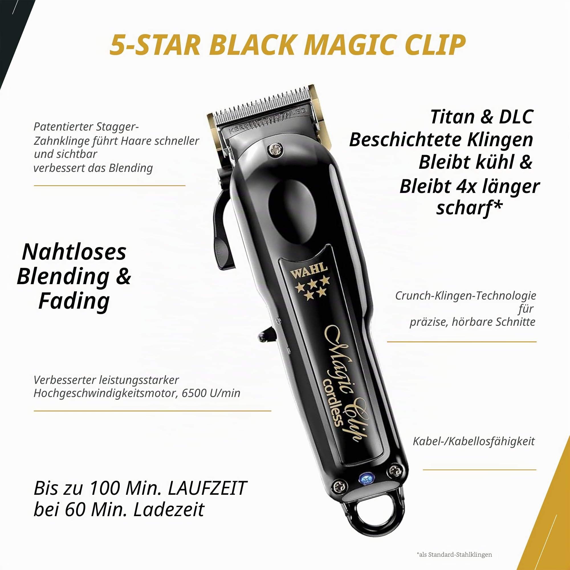 Wahl Professional 5-Sterne-Serie Kabel/schnurloser Magic Clip und schnurloses Friseur-Kombi