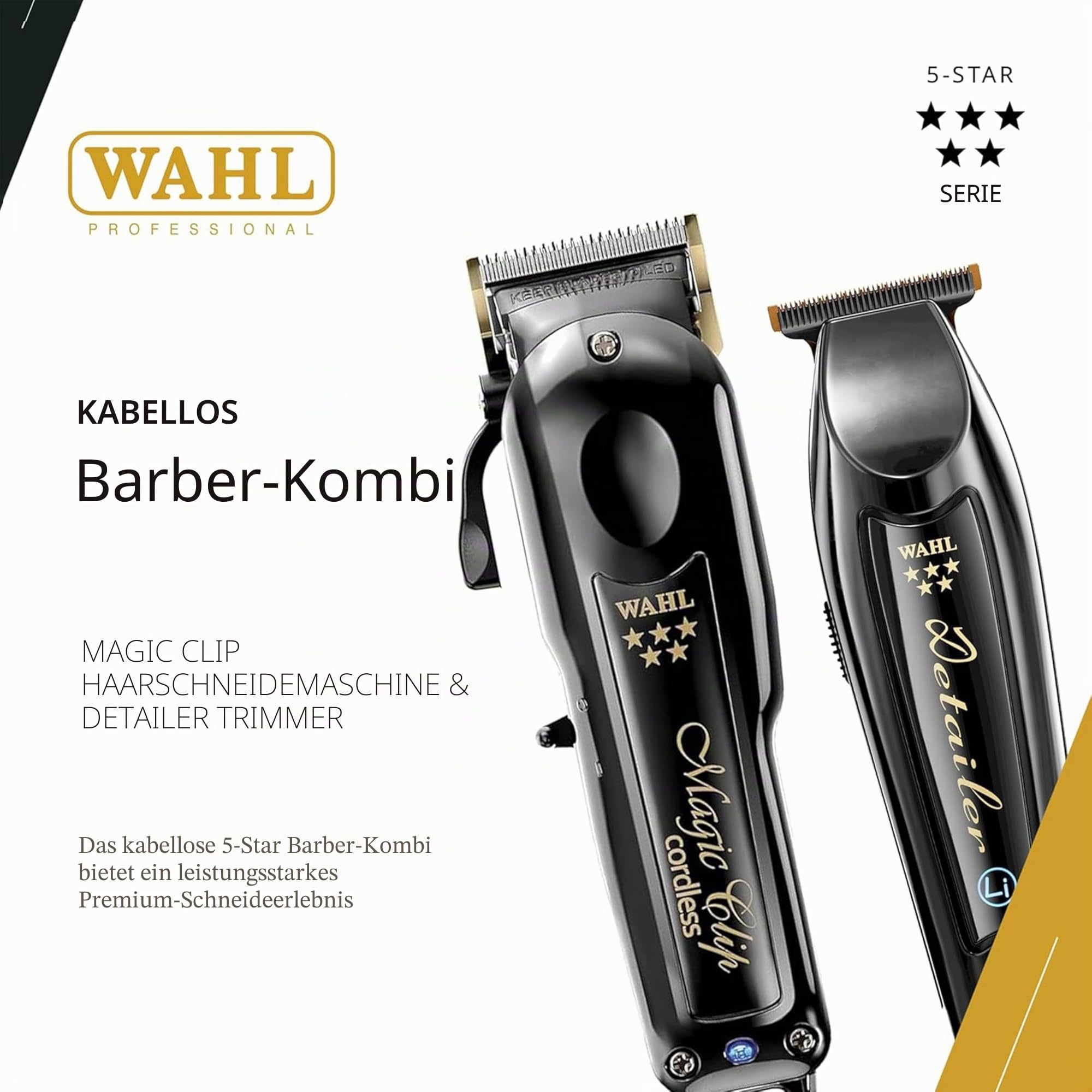 Wahl Professional 5 Star Cordless Magic Clip & Cordless Detailer Li Combo – Modell 56458