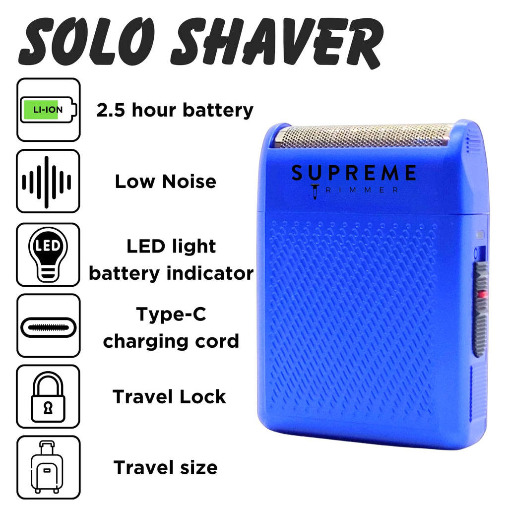 Supreme Trimmer Solo STF101 Herren-Einzelfolienrasierer (150 Minuten Laufzeit), kabellos, leistungsstark, USB-C-Mini-Größe, Reiserasierer für Friseure und Zuhause, Schwarz