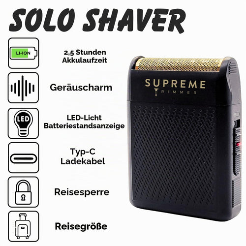 Supreme Trimmer Solo STF101 Herren-Einzelfolienrasierer (150 Minuten Laufzeit), kabellos, leistungsstark, USB-C-Mini-Größe, Reiserasierer für Friseure und Zuhause, Schwarz
