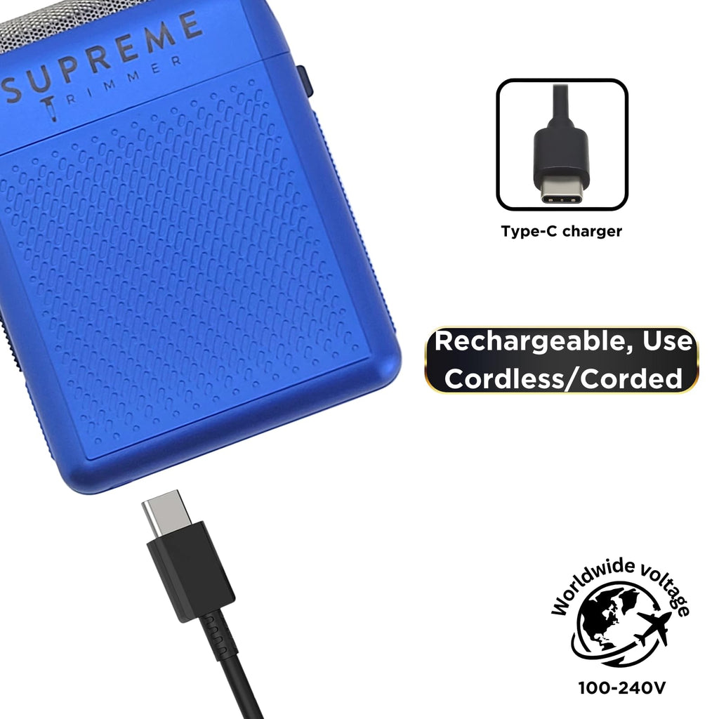 Supreme Trimmer Solo STF101 Herren-Einzelfolienrasierer (150 Minuten Laufzeit), kabellos, leistungsstark, USB-C-Mini-Größe, Reiserasierer für Friseure und Zuhause, Schwarz