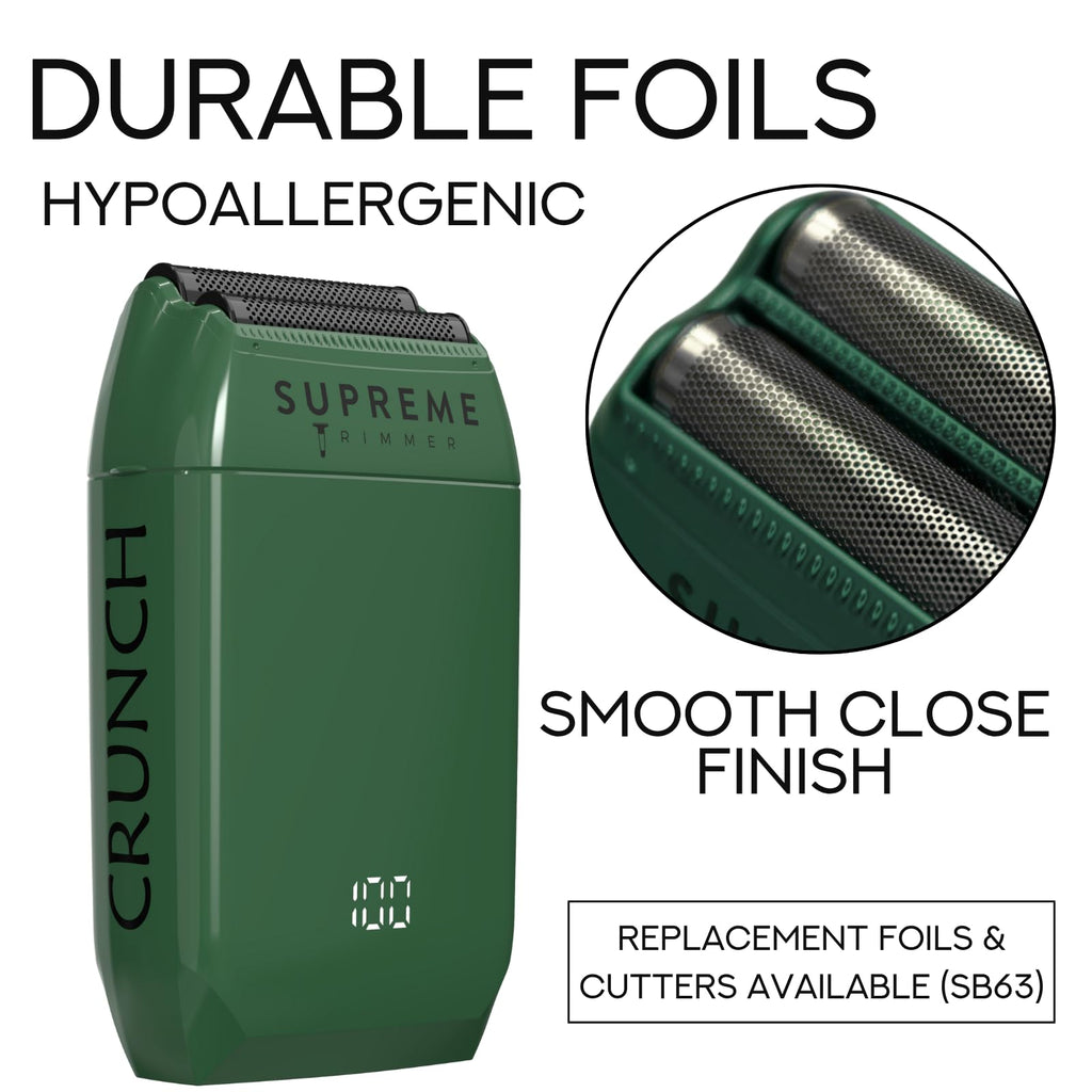 Supreme Trimmer Crunch Herren Folienrasierer STF602 (150 Minuten Laufzeit) Elektrischer Rasierer für Herren, wasserdichter Rasierer für kurzes Haar oder Stoppel, Friseurgebrauch