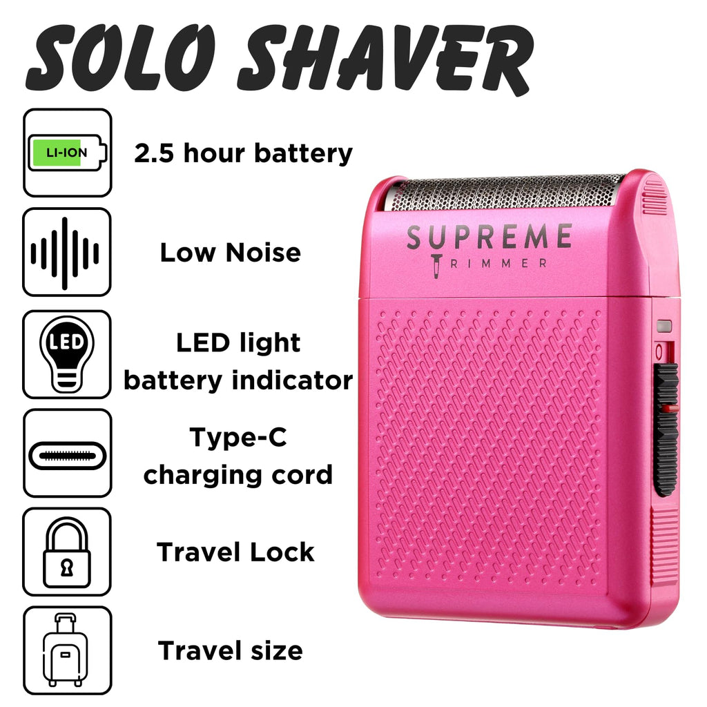 Supreme Trimmer Solo STF101 Herren-Einzelfolienrasierer (150 Minuten Laufzeit), kabellos, leistungsstark, USB-C-Mini-Größe, Reiserasierer für Friseure und Zuhause, Schwarz