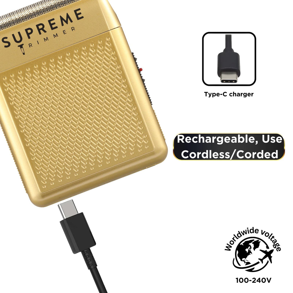 Supreme Trimmer Solo STF101 Herren-Einzelfolienrasierer (150 Minuten Laufzeit), kabellos, leistungsstark, USB-C-Mini-Größe, Reiserasierer für Friseure und Zuhause, Schwarz