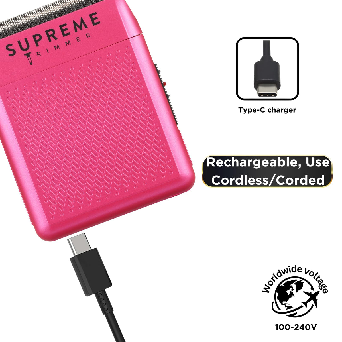Supreme Trimmer Solo STF101 Herren-Einzelfolienrasierer (150 Minuten Laufzeit), kabellos, leistungsstark, USB-C-Mini-Größe, Reiserasierer für Friseure und Zuhause, Schwarz