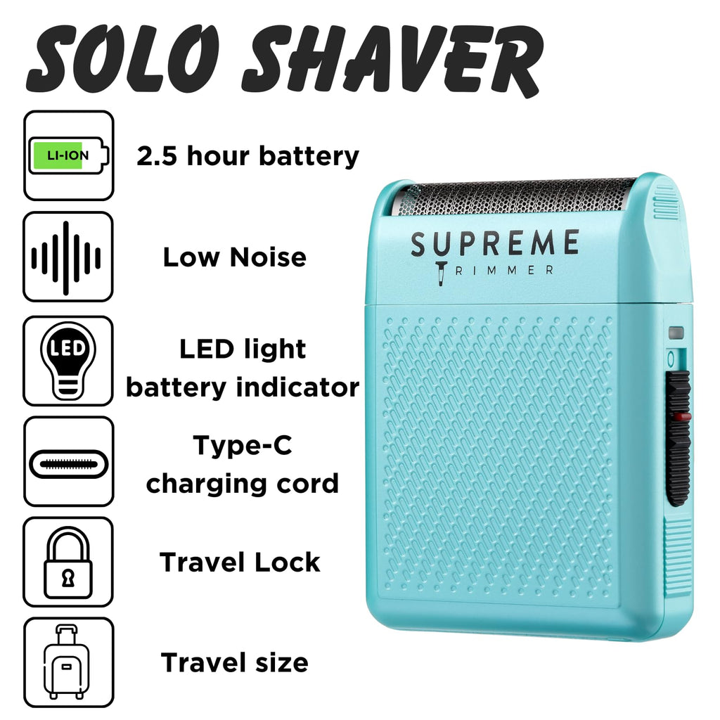 Supreme Trimmer Solo STF101 Herren-Einzelfolienrasierer (150 Minuten Laufzeit), kabellos, leistungsstark, USB-C-Mini-Größe, Reiserasierer für Friseure und Zuhause, Schwarz
