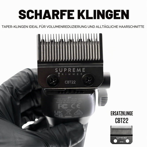 Supreme Trimmer Recharge Clipper - Professional Hair Clipper with 2 Removable Batteries, Brushless Motor, Smart Charge Stand, USB-C Charge & DLC Blades Barbers, STC779, Black