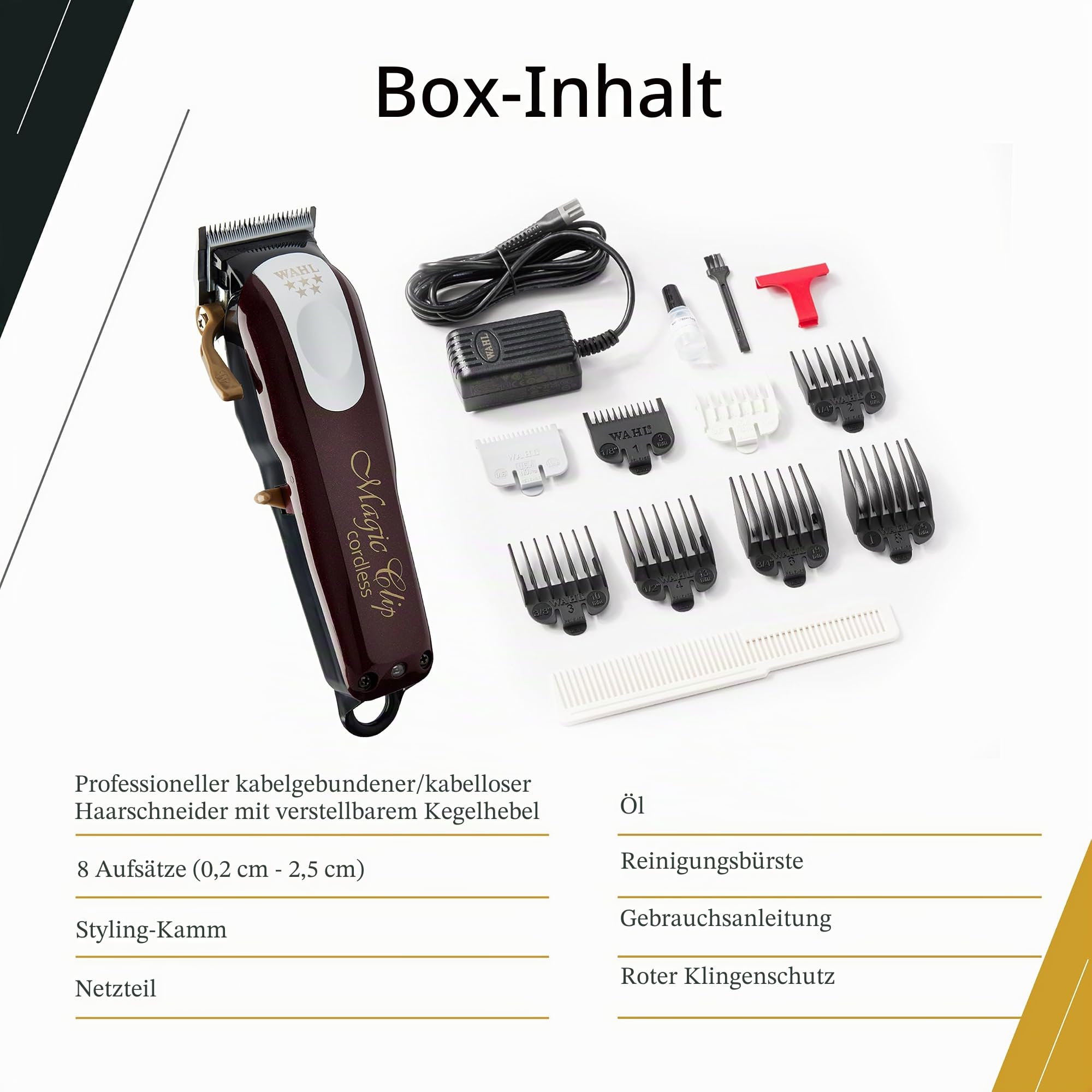 Wahl 43917814810 Haarschneidemaschine Magic Clip Cordless schwarz/gold