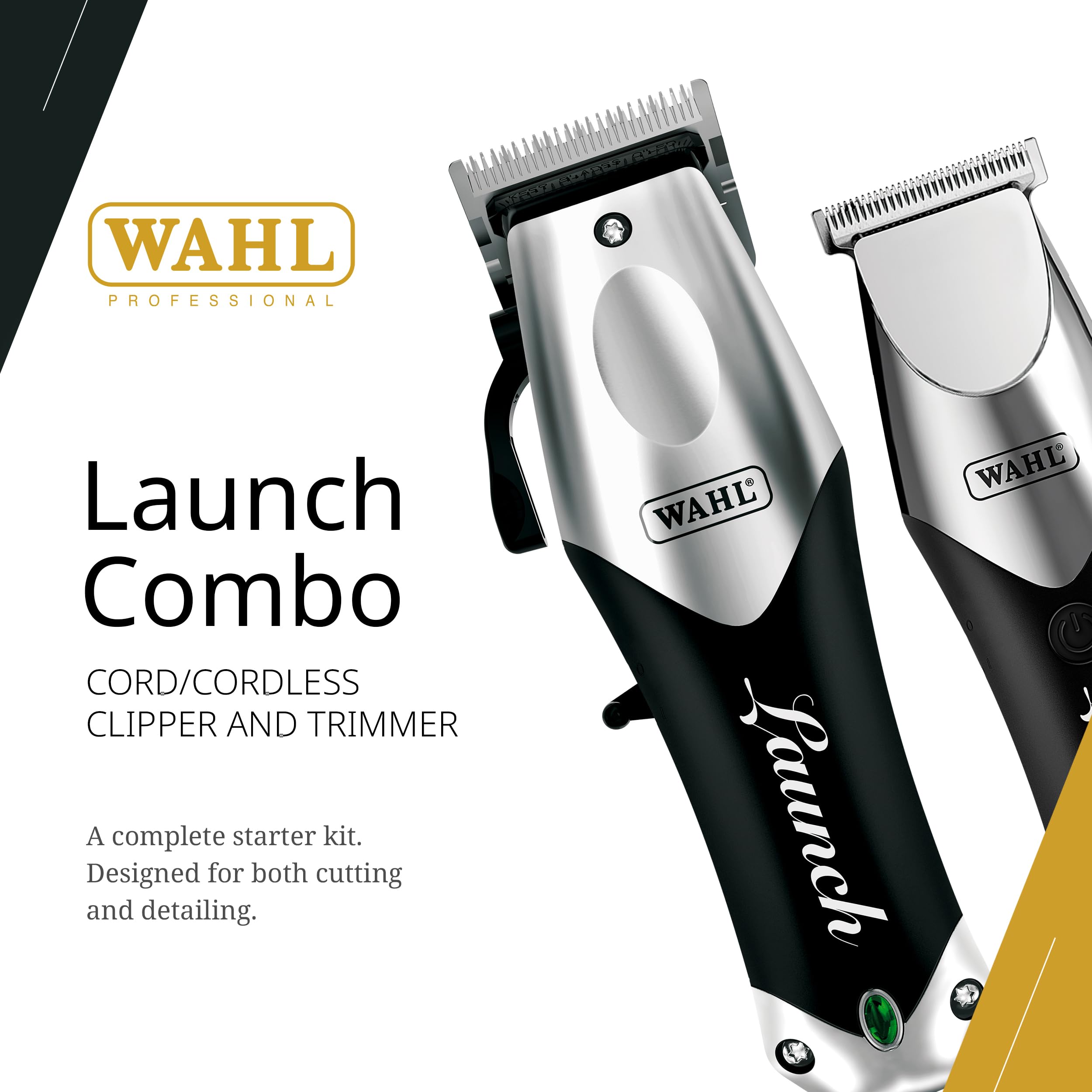 Wahl Professional Launch Combo schnurloses Schermaschine und Trimmer Set, 6000 U/min Drehmotor, USB-C Aufladung, 110 Minuten Laufzeit