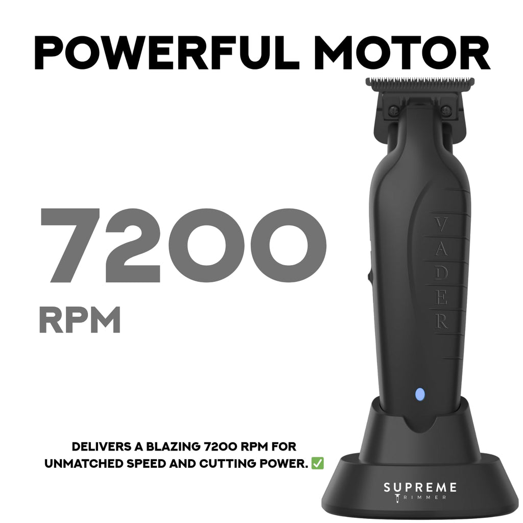 Supreme Trimmer Vader ST3778 – Professional Cordless Barber Liner & Detailer | 210 Min Runtime, 7000 RPM Motor, Zero Gap DLC T-Blade, USB-C Fast Charging | Beard, Hair & Body