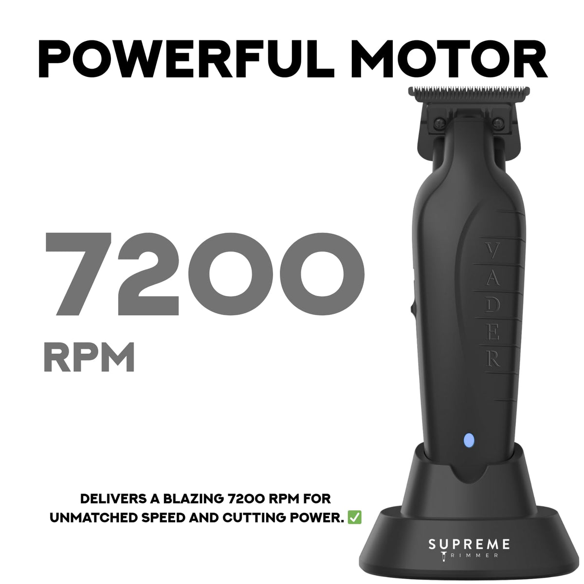 Supreme Trimmer Vader ST3778 – Professional Cordless Barber Liner & Detailer | 210 Min Runtime, 7000 RPM Motor, Zero Gap DLC T-Blade, USB-C Fast Charging | Beard, Hair & Body