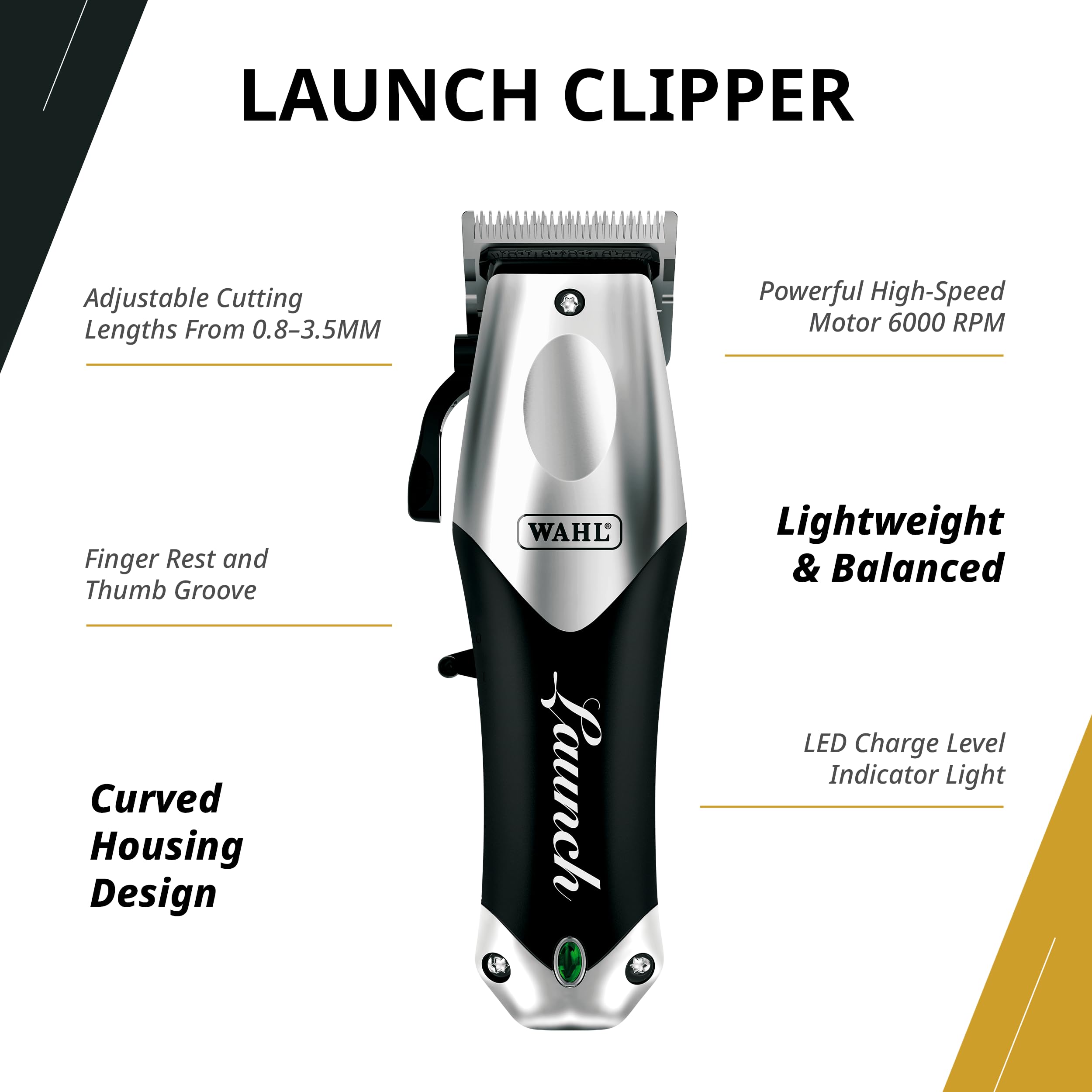 Wahl Professional Launch Combo schnurloses Schermaschine und Trimmer Set, 6000 U/min Drehmotor, USB-C Aufladung, 110 Minuten Laufzeit