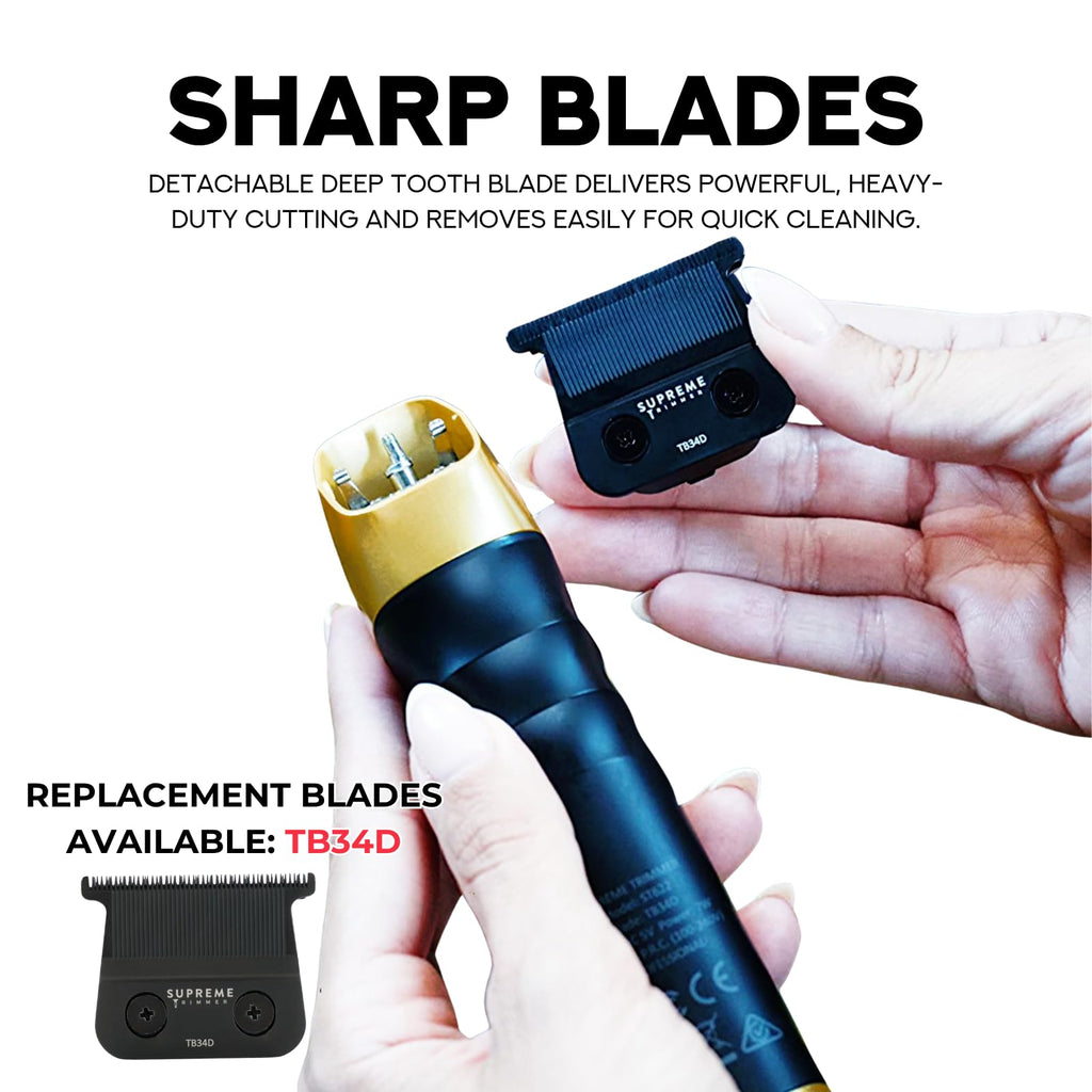 Supreme Trimmer 2Spee ST622 Haarschneidemaschine (3 Stunden Gebrauch), abnehmbare Klingen, 2 Geschwindigkeiten, Akkuanzeige, kabelloser professioneller Barber 0 gappable Trimmer