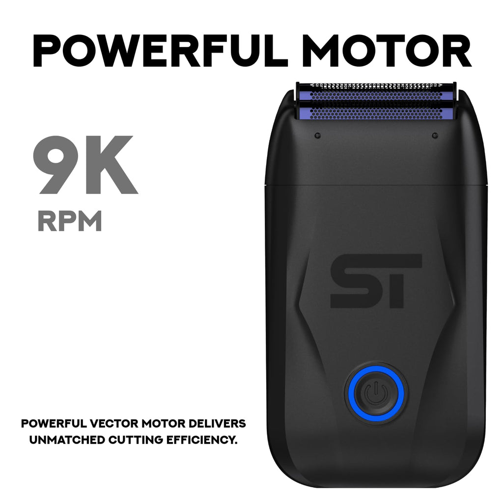 Supreme Trimmer DarkStar 72 Folienrasierer STF720 – 9000 U/min Vektormotor, 150 Minuten Laufzeit kabelgebundener und kabelloser Elektrorasierer, hypoallergene Folien für Gesicht, Kopf und Stoppeln