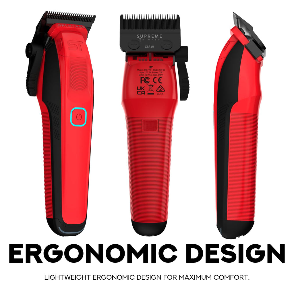 Supreme Trimmer Wiederaufladbare Haarschneidemaschine – Professioneller Haarschneider mit 2 abnehmbaren Batterien, bürstenlosem Motor, intelligentem Ladeständer, USB-C-Ladung und DLC-Klingen Barbiere