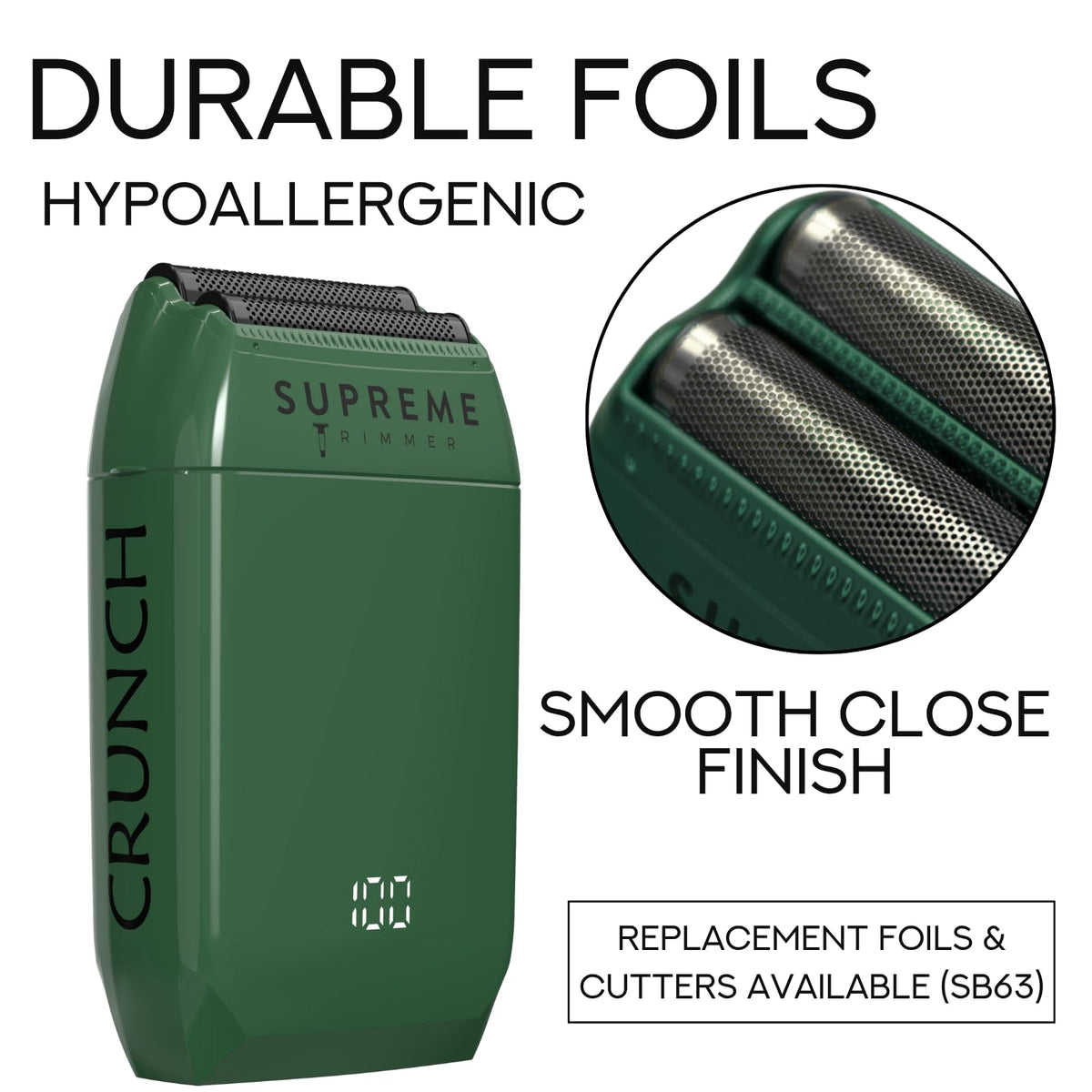 Supreme Trimmer Crunch Herren Folienrasierer STF602 (150 Minuten Laufzeit) Elektrischer Rasierer für Herren, wasserdichter Rasierer für kurzes Haar oder Stoppel, Friseurgebrauch