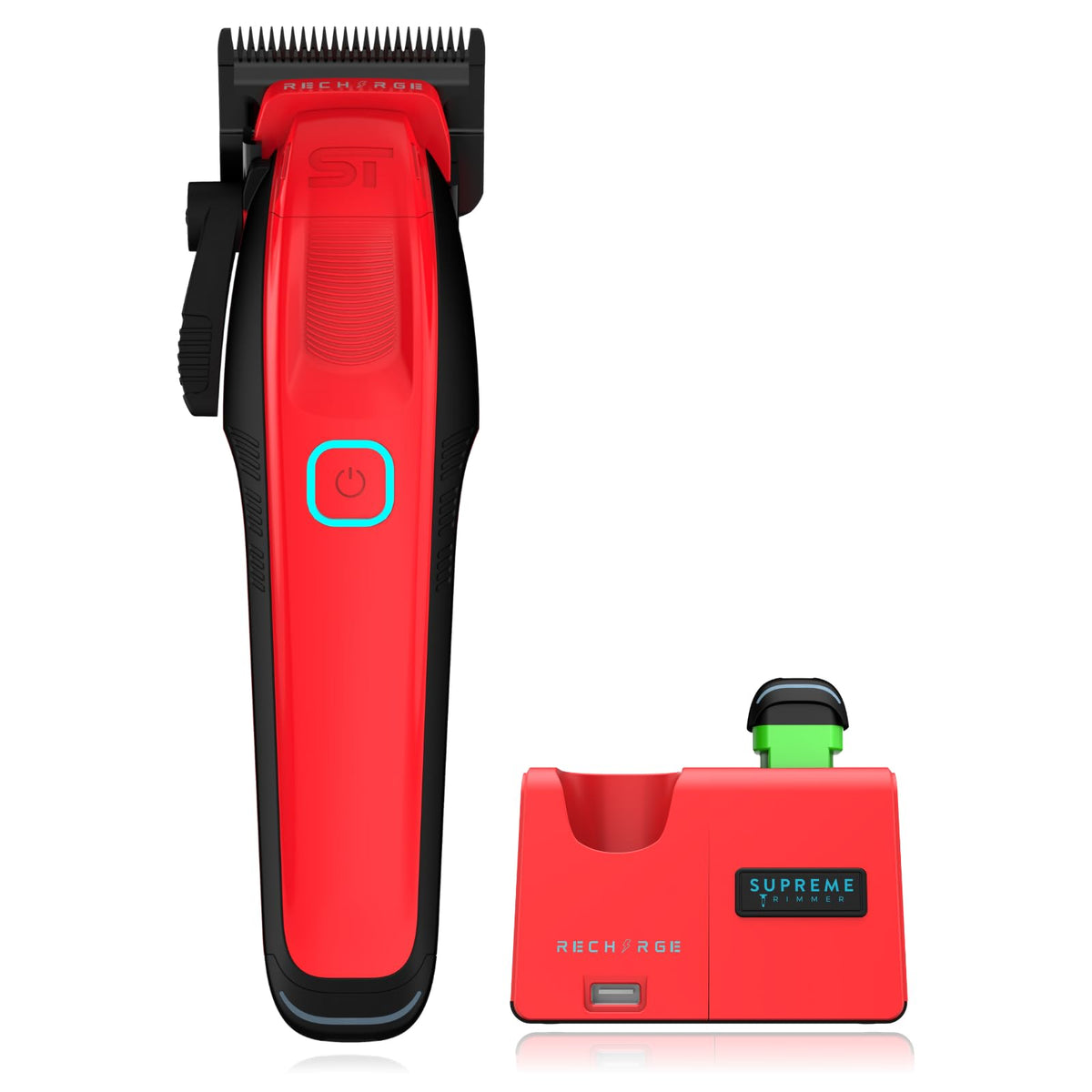Supreme Trimmer Wiederaufladbare Haarschneidemaschine – Professioneller Haarschneider mit 2 abnehmbaren Batterien, bürstenlosem Motor, intelligentem Ladeständer, USB-C-Ladung und DLC-Klingen Barbiere