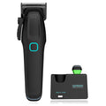Supreme Trimmer Recharge Clipper - Professional Hair Clipper with 2 Removable Batteries, Brushless Motor, Smart Charge Stand, USB-C Charge & DLC Blades Barbers, STC779, Black