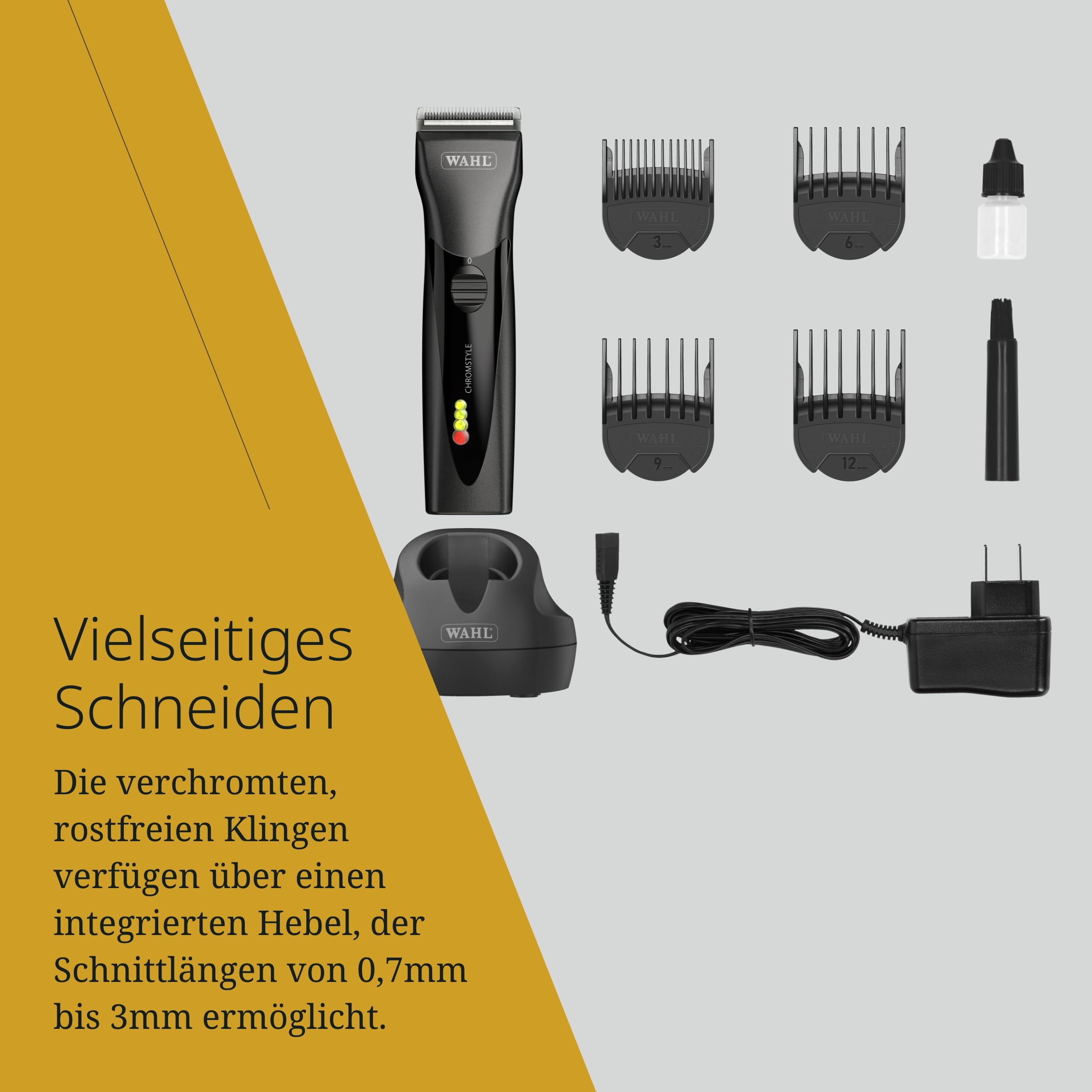 Wahl Chromstyle - Kabellose Haarschneidemaschine - Professioneller Clipper - 0,7-3mm abnehmbare Klingen - Bis zu 90 Minuten Laufzeit