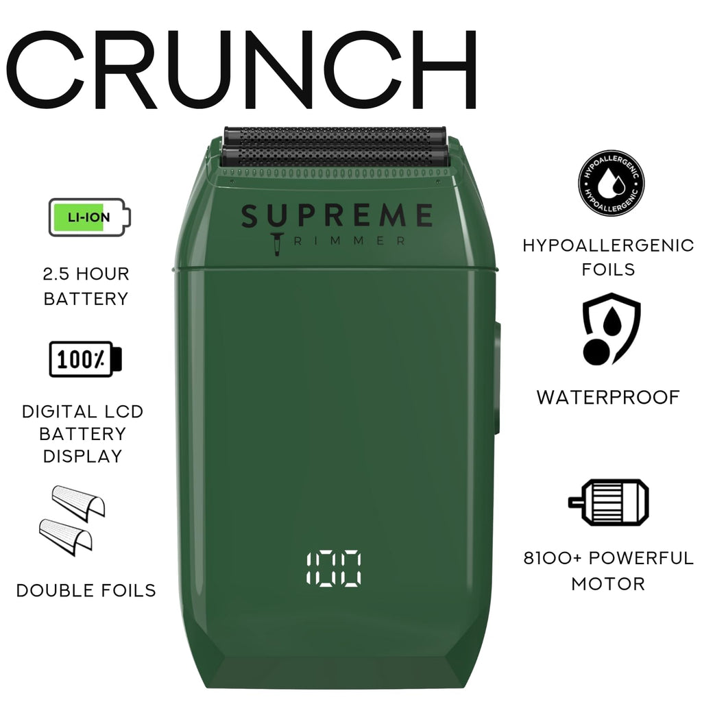 Supreme Trimmer Crunch Herren Folienrasierer STF602 (150 Minuten Laufzeit) Elektrischer Rasierer für Herren, wasserdichter Rasierer für kurzes Haar oder Stoppel, Friseurgebrauch