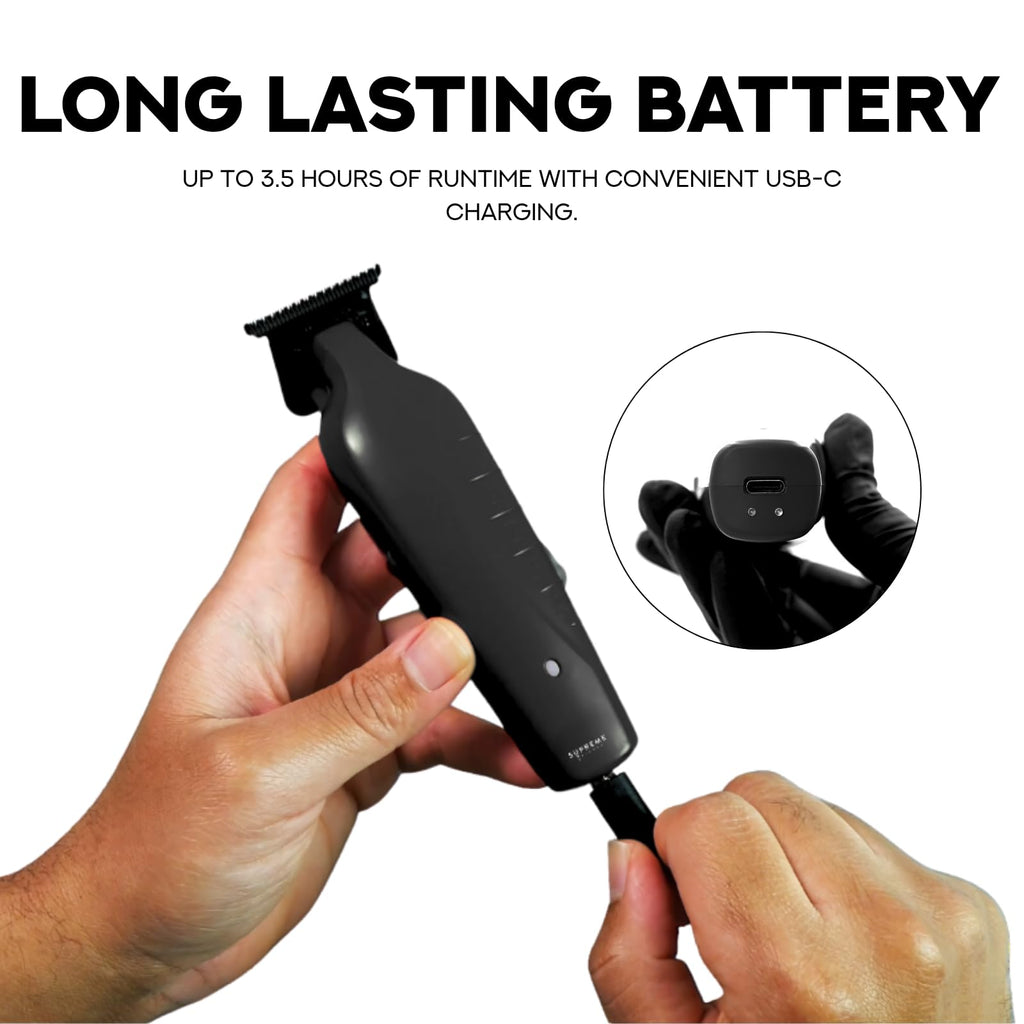 Supreme Trimmer Vader ST3778 – Professional Cordless Barber Liner & Detailer | 210 Min Runtime, 7000 RPM Motor, Zero Gap DLC T-Blade, USB-C Fast Charging | Beard, Hair & Body