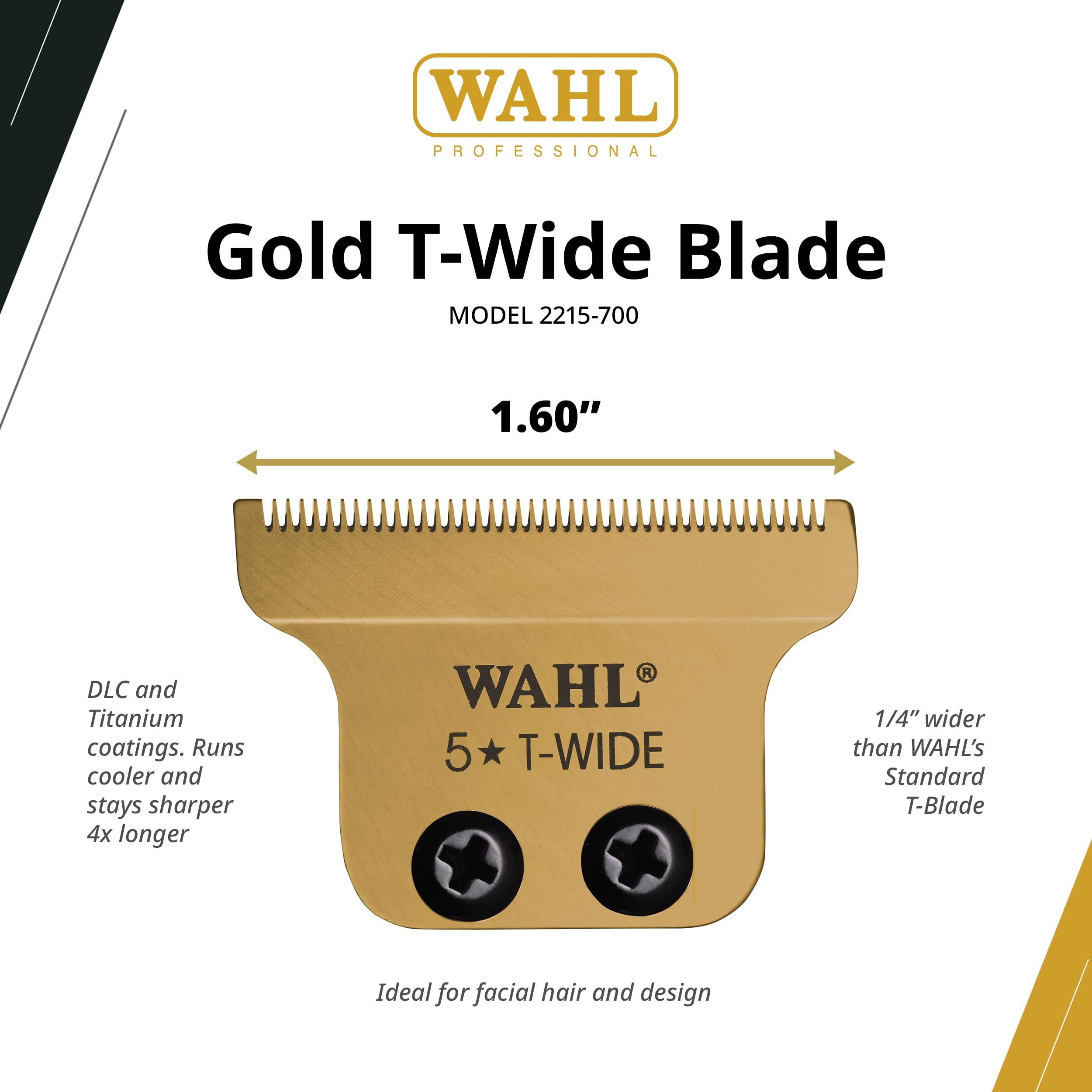 Wahl Professional Gold T-Wide Klinge für The 5 Star Series Detailer Li Gold Trimmer, für professionelle Friseure und Stylisten Artikel - 2215-700