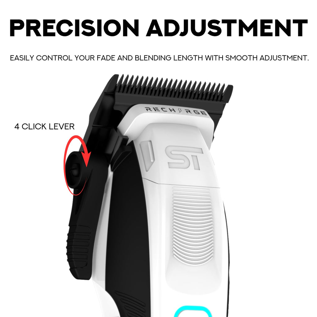 Supreme Trimmer Wiederaufladbare Haarschneidemaschine – Professioneller Haarschneider mit 2 abnehmbaren Batterien, bürstenlosem Motor, intelligentem Ladeständer, USB-C-Ladung und DLC-Klingen Barbiere