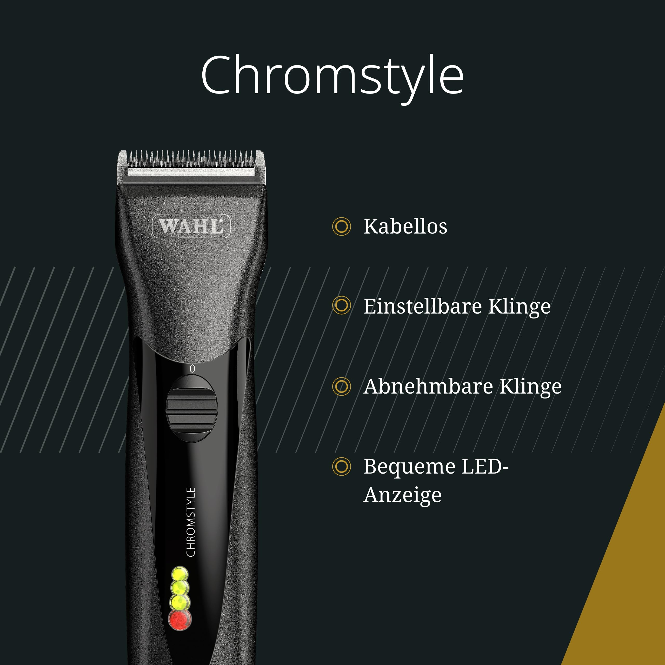 Wahl Chromstyle - Kabellose Haarschneidemaschine - Professioneller Clipper - 0,7-3mm abnehmbare Klingen - Bis zu 90 Minuten Laufzeit