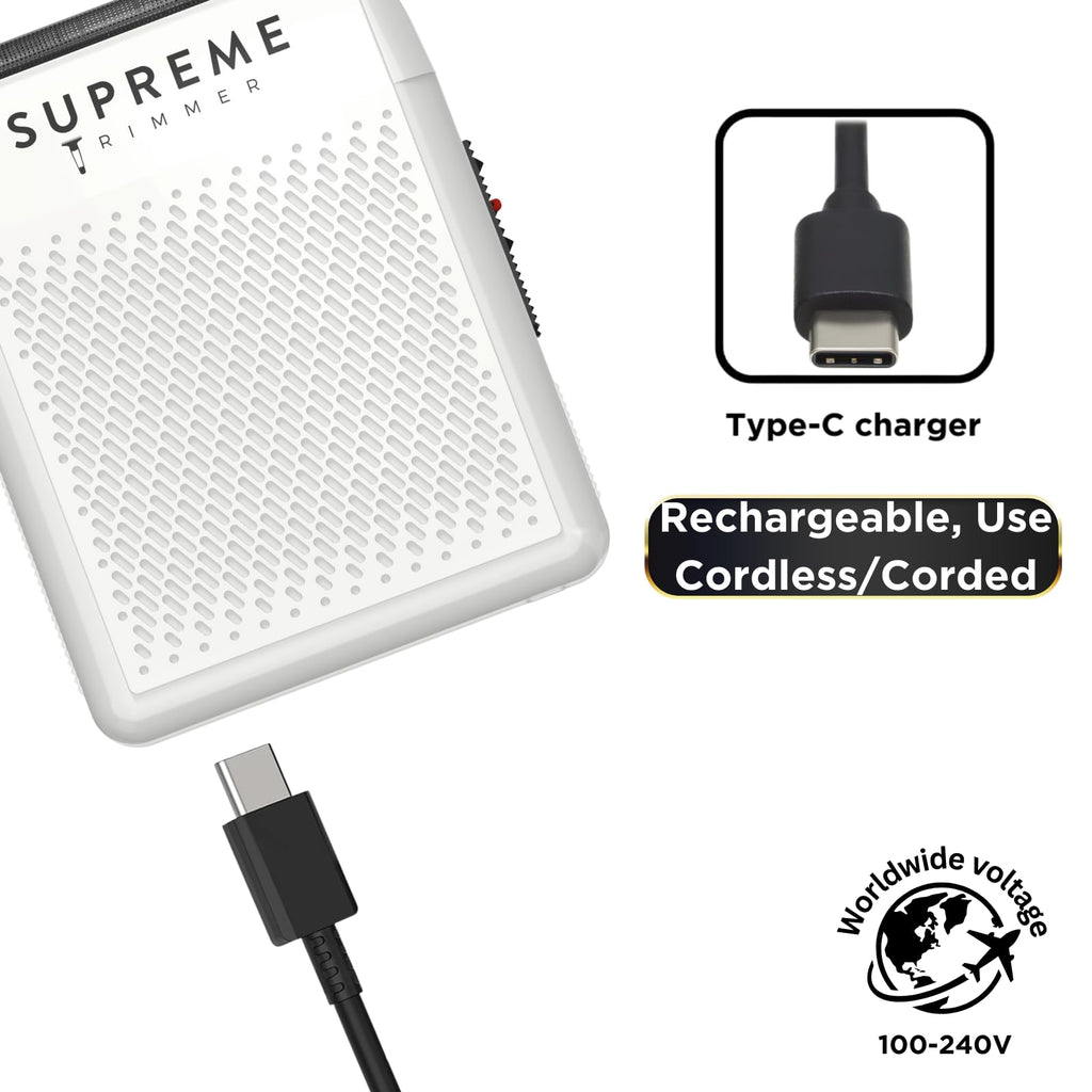 Supreme Trimmer Solo STF101 Herren-Einzelfolienrasierer (150 Minuten Laufzeit), kabellos, leistungsstark, USB-C-Mini-Größe, Reiserasierer für Friseure und Zuhause, Schwarz