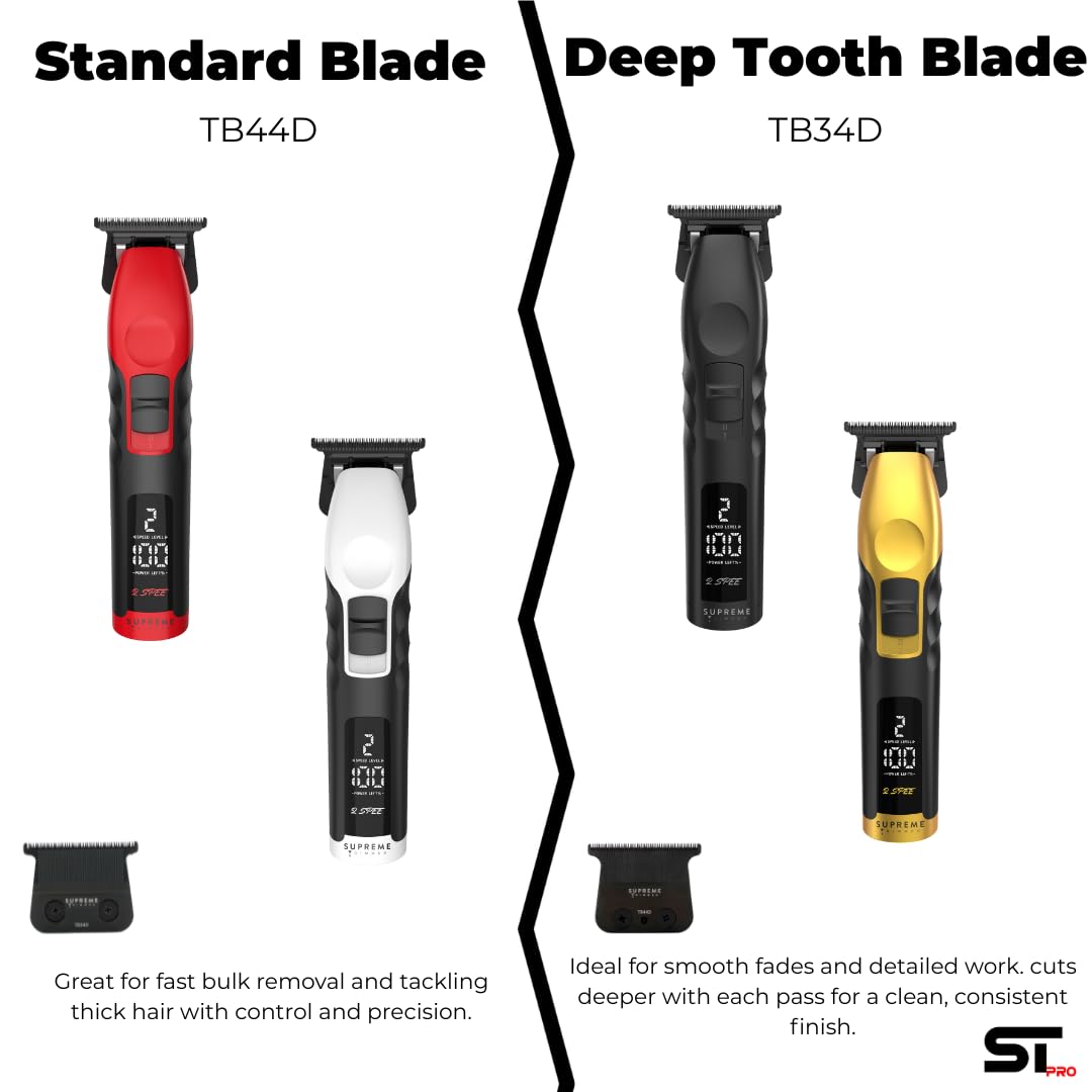 Supreme Trimmer 2Spee ST622 Haarschneidemaschine (3 Stunden Gebrauch), abnehmbare Klingen, 2 Geschwindigkeiten, Akkuanzeige, kabelloser professioneller Barber 0 gappable Trimmer