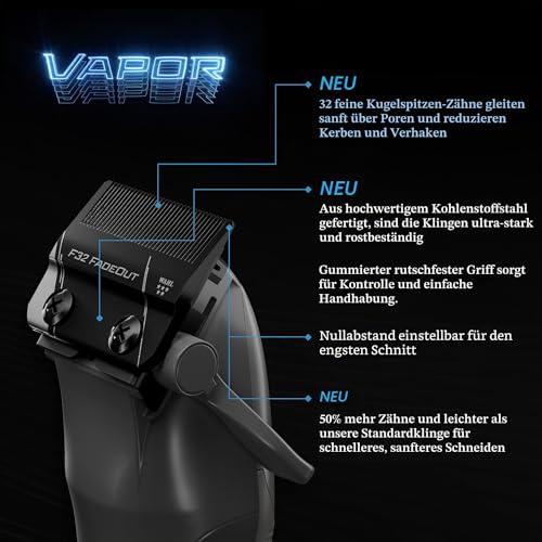 Wahl Professional 5 Star Vapor Clipper kabelgebundener und kabelloser Betrieb, F32, verstellbare Glatzenklinge, anpassbare Geschwindigkeit