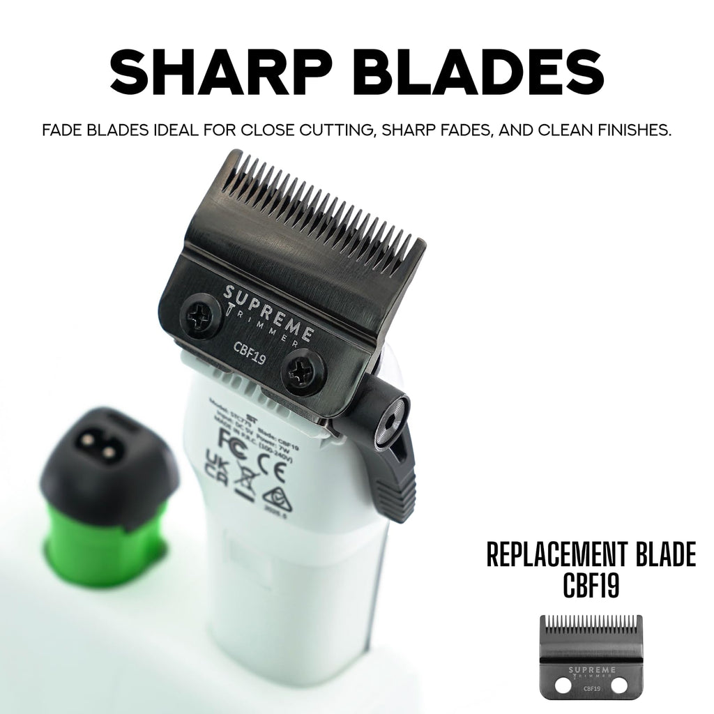 Supreme Trimmer Wiederaufladbare Haarschneidemaschine – Professioneller Haarschneider mit 2 abnehmbaren Batterien, bürstenlosem Motor, intelligentem Ladeständer, USB-C-Ladung und DLC-Klingen Barbiere