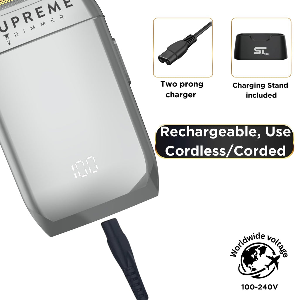 Supreme Trimmer STF602 Elektrorasierer für Herren, Nass-/Trockenrasierer für Herren, Schwarz – Crunch